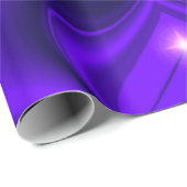 Papier Cadeau Rêves arc-en-ciel violet, deux étoiles (Coin rond)