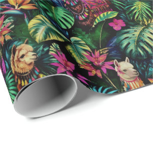 Papier Cadeau Rêves de jungle de lama Motif de surface transpare