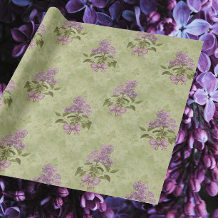 Papier Cadeau Rêves de Lilas Antique Vert Damassé Toute Occasion