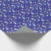 Papier Cadeau Rêves d'espace bleu (Coin)