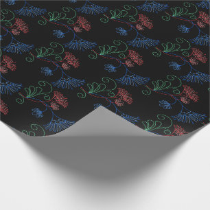 Papier Cadeau revêtement floral sur papier d'emballage noir