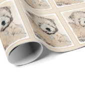 Papier Cadeau Revêtu doux Roue Peinture Terrier Art original (Coin rond)