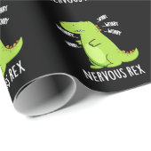 Papier Cadeau Rex Nerveux Dinosaure Dinosaure TRex Pun Dark BG (Coin rond)