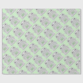 Papier Cadeau Rhino Baby shower vert (Plat)