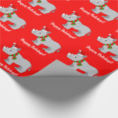Papier Cadeau Rhinocéros habillé pour Noël ! (Coin)