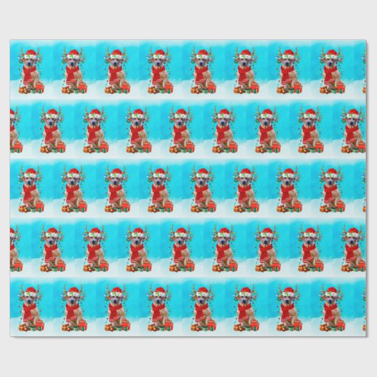 Papier Cadeau Rhodesian Rdgeback dans la neige avec cadeaux de N (Plat)