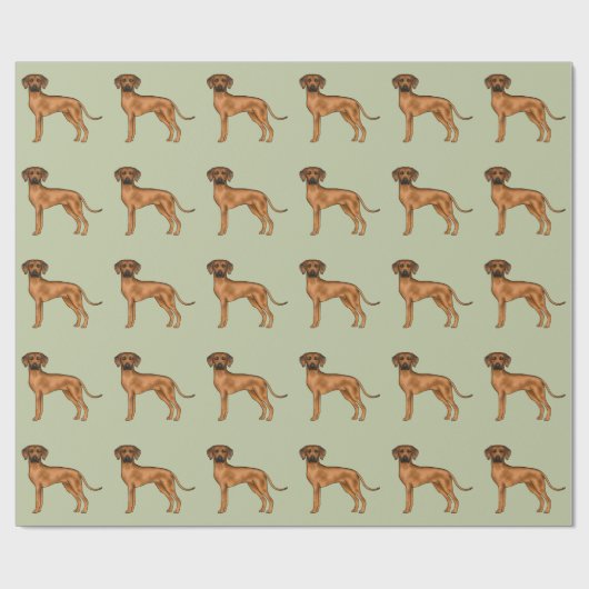 Papier Cadeau Rhodesian Ridgeback African Lion Chien Motif Vert (Plat)