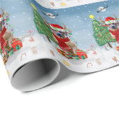 Papier Cadeau Rhodesian Ridgeback Chien dans neige cadeau de Noë (Coin rond)