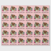Papier Cadeau Rhodesian Ridgeback Chien Et Fleurs Anniversaire F (Plat)