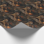 Papier Cadeau Rhodesian Ridgeback Citrouilles Halloween effrayan (Coin)