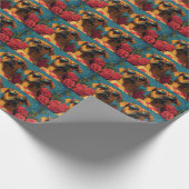 Papier Cadeau Rhodesian Ridgeback Cœurs Roses Saint-Valentin (Coin)