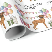 Papier Cadeau Rhodesian Ridgeback Colorful Pastel Joyeux Anniver (Coin rond)