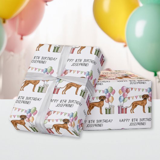 Papier Cadeau Rhodesian Ridgeback Colorful Pastel Joyeux Anniver