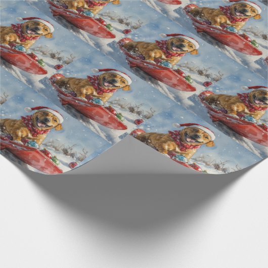 Papier Cadeau Rhodesian Ridgeback Dog dans Sledge Noël (Coin)