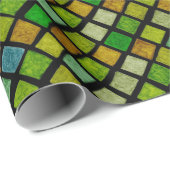 Papier Cadeau Rhombus verts (Coin rond)