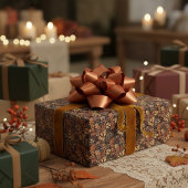 Papier Cadeau Rich Brown Golden Rustic Burnt Orange Fall Leaf