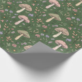 Papier Cadeau Rich Emerald Green Fungi Seamless Pattern (Coin)