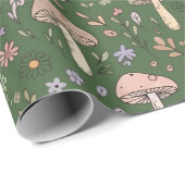 Papier Cadeau Rich Emerald Green Fungi Seamless Pattern (Coin rond)