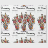 Papier Cadeau Rick London "12 Drumsticks Drumming" Noël (Plat)