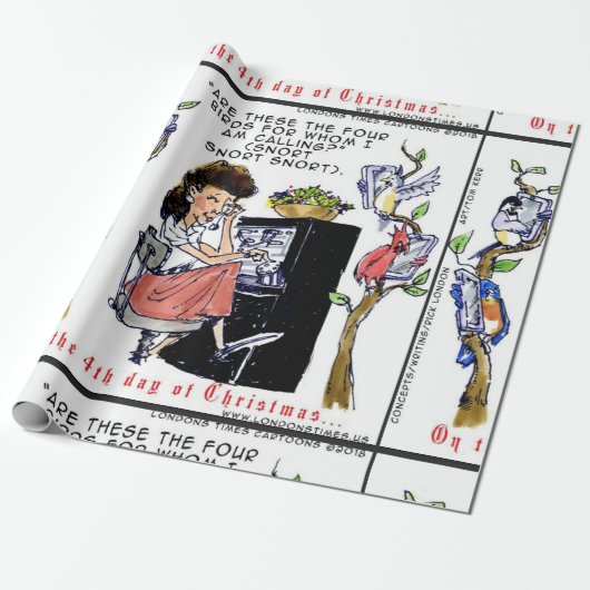 Papier Cadeau Rick London Ernestine appelle les oiseaux Noël (Déroulé)