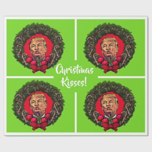 Papier Cadeau Ride drôle "baisers d'atout de Noël " (Plat)