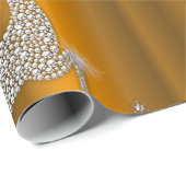 Papier Cadeau Rindeer Diamond Et Arbres D'Argent Noël Or (Coin rond)