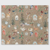 Papier Cadeau Rindeer Rustique Kraft Snowy & Tout Noël (Plat)
