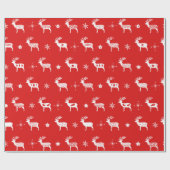 Papier Cadeau Rindeer scandinave Rouge & Blanc Vacances Folk Art (Plat)