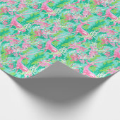 Papier Cadeau Rinder d'aquarelle de Noël de Palm Beach (Coin)