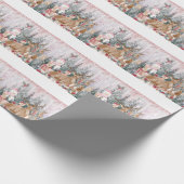 Papier Cadeau Rinder d'aquarelle rose, Snowman Joyeux Noël (Coin)