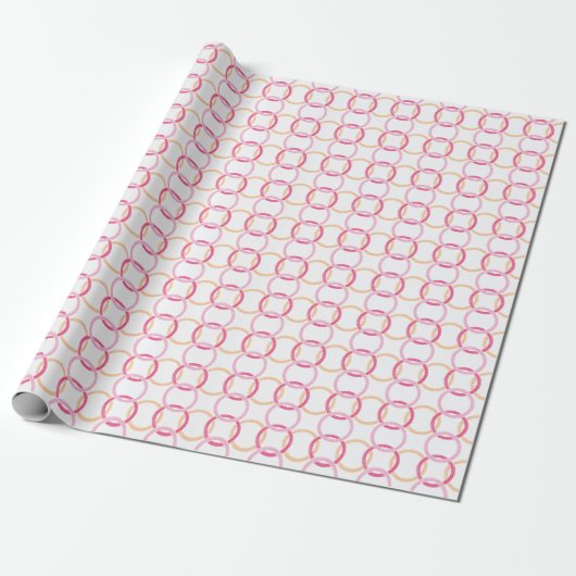 Papier Cadeau Ring Toss Interlocking Circles in Pink and Orange (Déroulé)