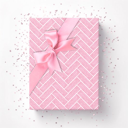 Papier Cadeau Ripple Herringbone en rose