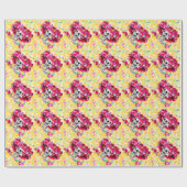 Papier Cadeau Rire Skeleton Woman dans Red Bonnet (Plat)