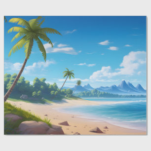 Papier Cadeau Rivage de plage sablonneuse d'île océanique tropic