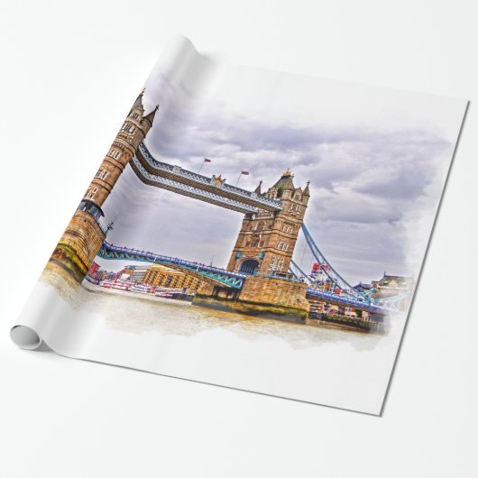 Papier Cadeau River Thames & Tower Bridge, Londres Angleterre (Déroulé)
