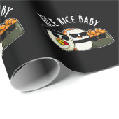 Papier Cadeau Riz Bébé Funny Sushi Roll Pun Dark BG (Coin rond)