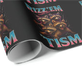 Papier Cadeau Rizz Em With The Tism Meme Autism Funny Racoon (Coin rond)