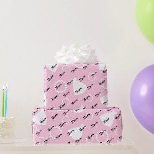 Papier Cadeau Robe blanche et colliers motif rose