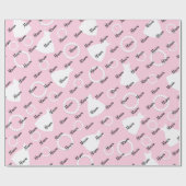 Papier Cadeau Robe blanche et colliers motif rose (Plat)