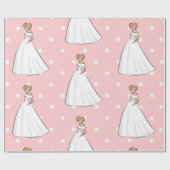 Papier Cadeau Robe de mariée blanche pour la fête prénuptiale ro (Plat)