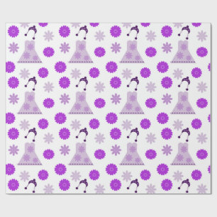 Papier Cadeau robe lilas sur fond blanc