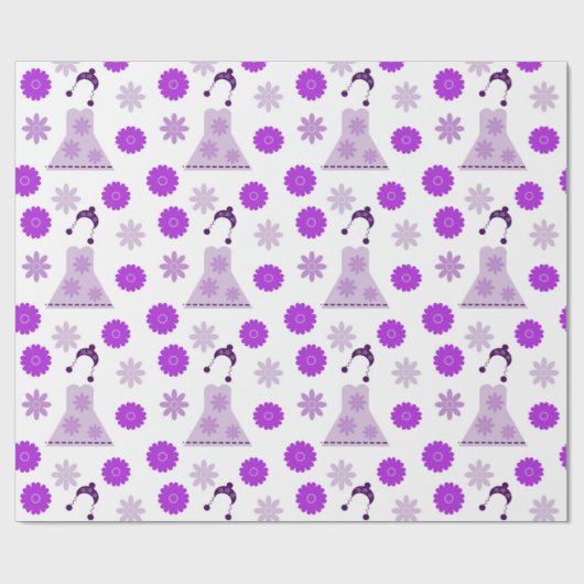 Papier Cadeau robe lilas sur fond blanc (Plat)