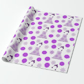 Papier Cadeau robe lilas sur fond blanc (Déroulé)