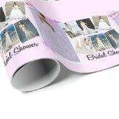 Papier Cadeau Robe mariage Fête des mariées rose et lavande (Coin rond)