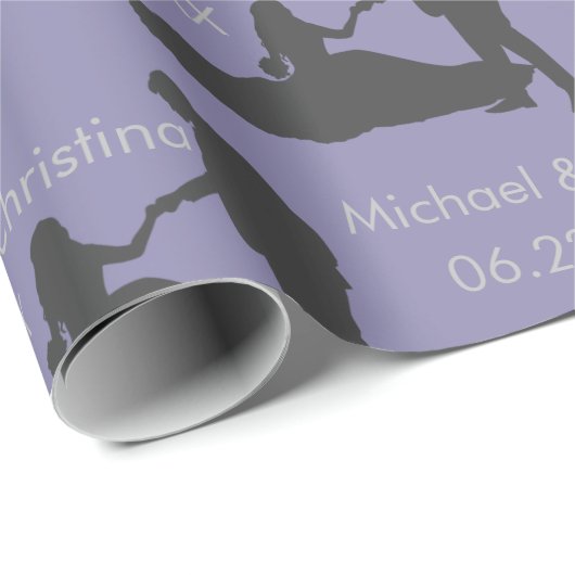 Papier Cadeau Robe Mariage personnalisée Silhouette (Coin rond)