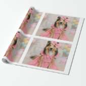 Papier Cadeau Robe rose sheltie (Déroulé)