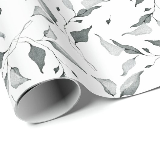 Papier Cadeau Robe rustique Sage Vert Foliage (Coin rond)