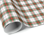Papier Cadeau Robe Stewart Blanc Rouge Vert Tartan Plaid (Coin rond)
