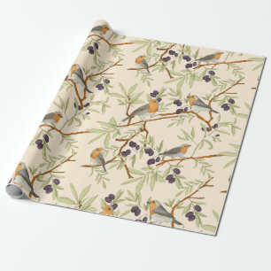 Papier Cadeau Robes sur branches d'oliviers