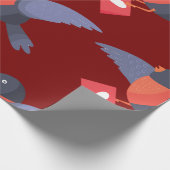 Papier Cadeau Robin Bird Flying with Red Heart Love Letter (Coin)